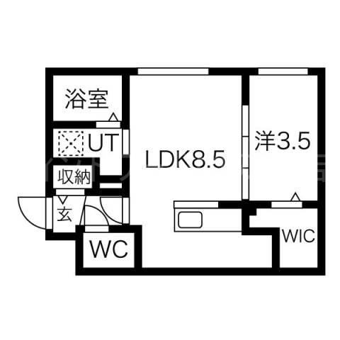 ミレイル豊平(1LDK/3階)の間取り写真