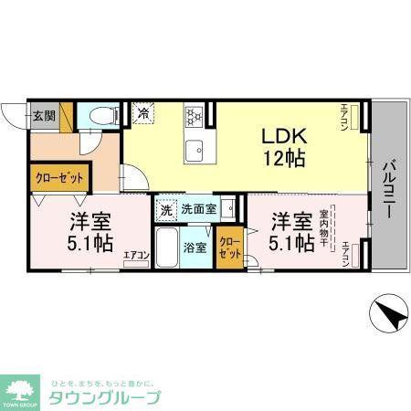 D-ROOM新宿I-B(2LDK/2階)の間取り写真