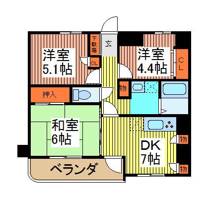 グランシエロ川口本町(3DK/3階)の間取り写真
