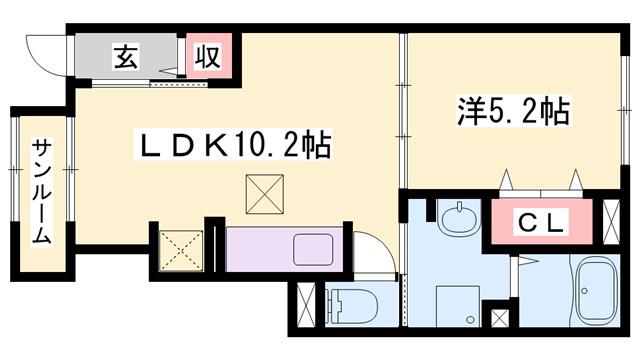 メゾン グレーヌ 塩屋B(1LDK/1階)の間取り写真