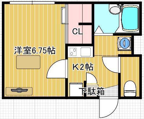 グリーンハウス(1K/1階)の間取り写真