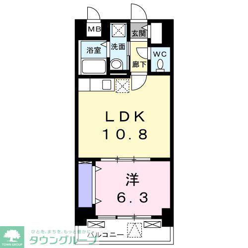 ヴィア・ラッテア(1LDK/6階)の間取り写真