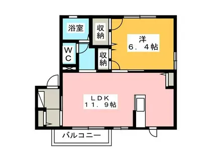 ラックフィールド(1LDK/2階)の間取り写真
