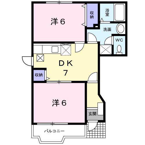 グリーンハウスAONO(2DK/1階)の間取り写真