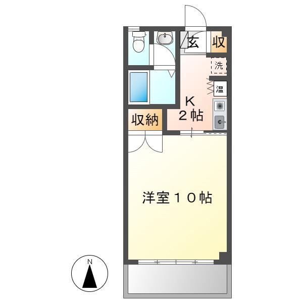 オーラハウス(1K/2階)の間取り写真