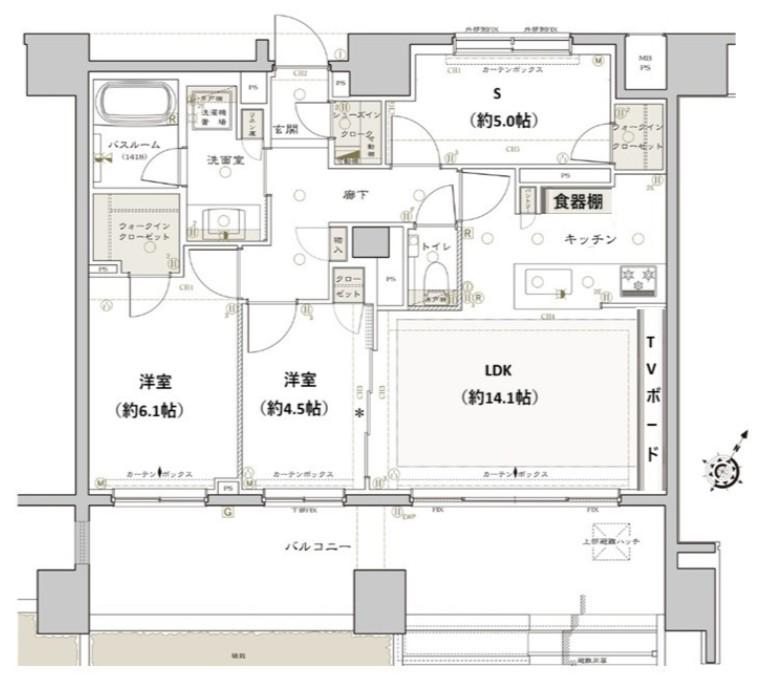 クリオレジダンス横濱ザマークス(2SLDK/1階)の間取り写真