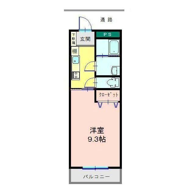 ローレル南越谷(1K/3階)の間取り写真
