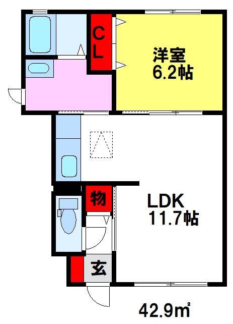 メゾンドカメリア(1LDK/1階)の間取り写真