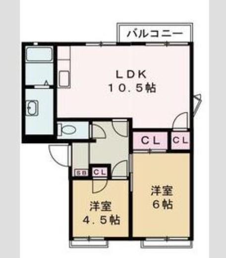 フレグランス北山(2LDK/2階)の間取り写真