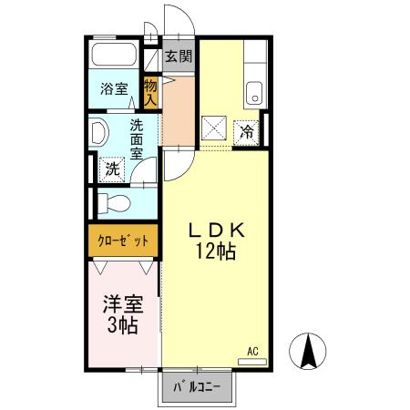 メゾンピアチェーレ(1LDK/1階)の間取り写真