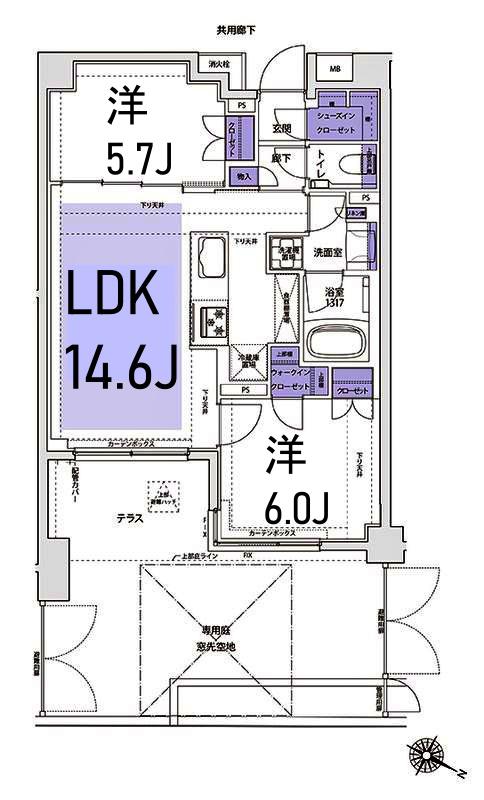KDXレジデンス横濱紅葉坂(1SLDK/1階)の間取り写真