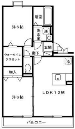 エーデルハイムA(2LDK/1階)の間取り写真