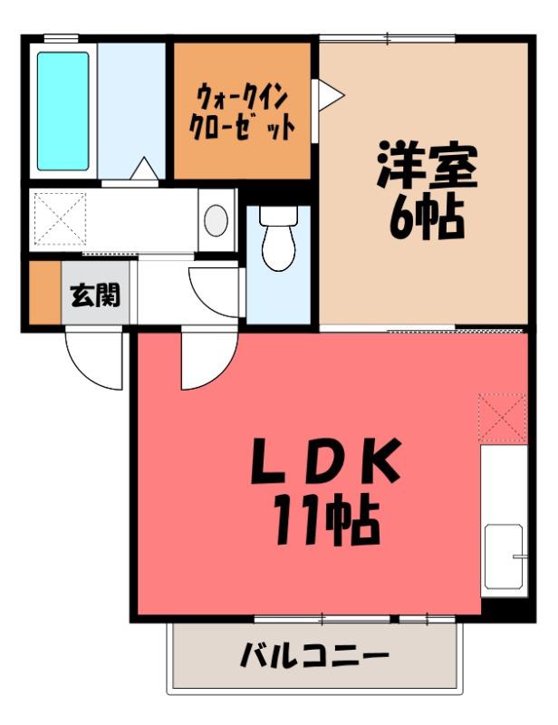 ベルテサクラ(1LDK/1階)の間取り写真