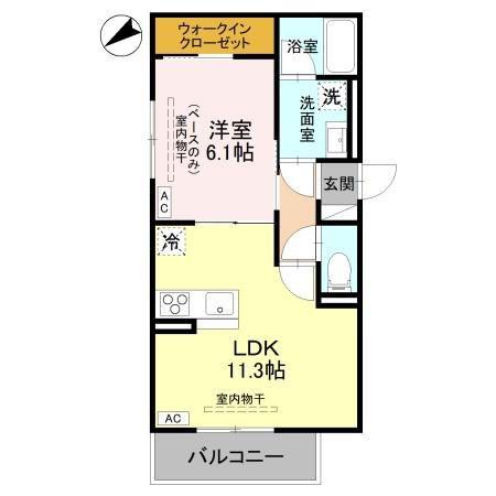 リヴェール内灘(1LDK/3階)の間取り写真