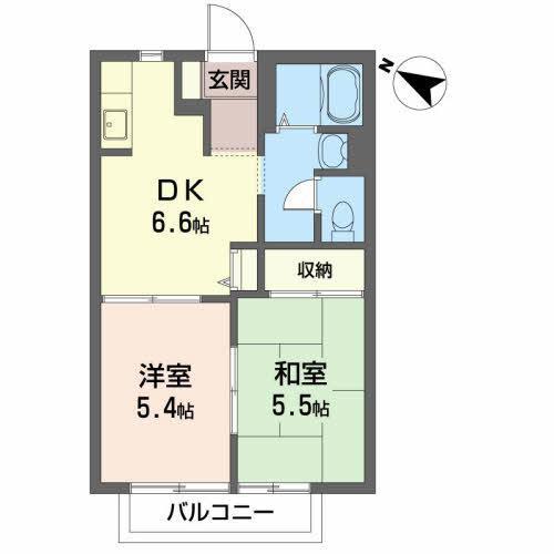 コートヴィレッジ(2DK/2階)の間取り写真