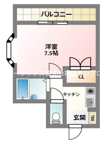 ルパッセウラカワ(1K/4階)の間取り写真
