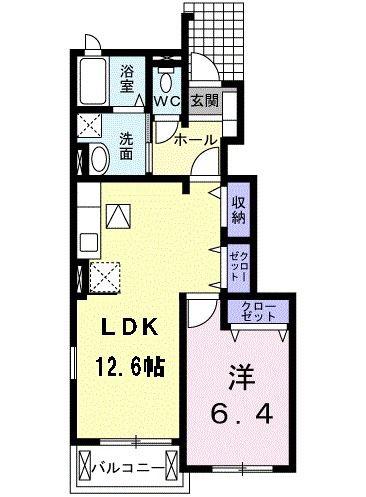 バロン・北(1LDK/1階)の間取り写真