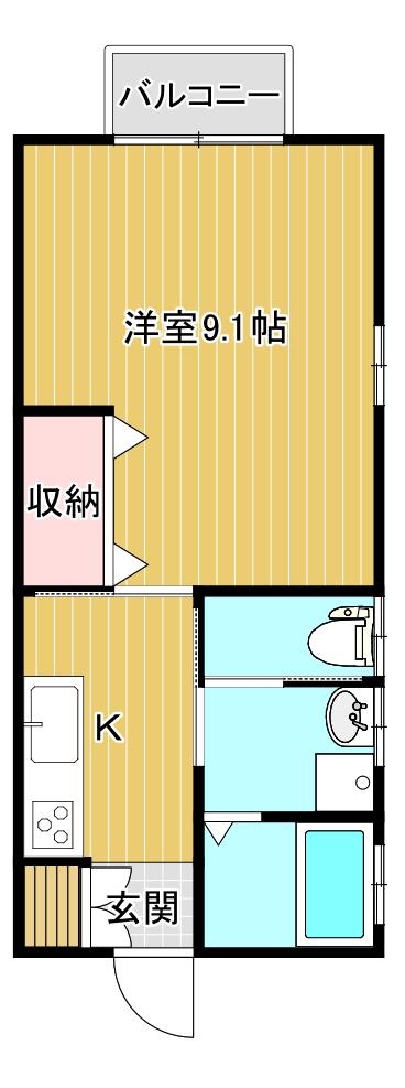 コーポ玉城(1K/2階)の間取り写真