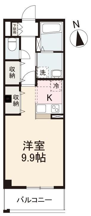 FORTE高松(ワンルーム/1階)の間取り写真