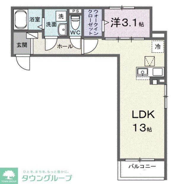 ヒカルサ川越霞ヶ関(1LDK/1階)の間取り写真