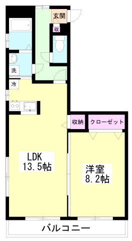 アムール久々田(1LDK/2階)の間取り写真