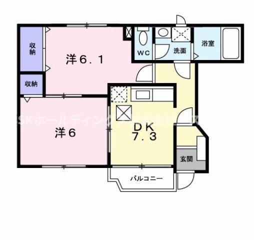 フェリス(2DK/1階)の間取り写真