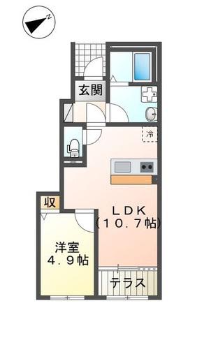 ハザマヒルズ(1LDK/1階)の間取り写真