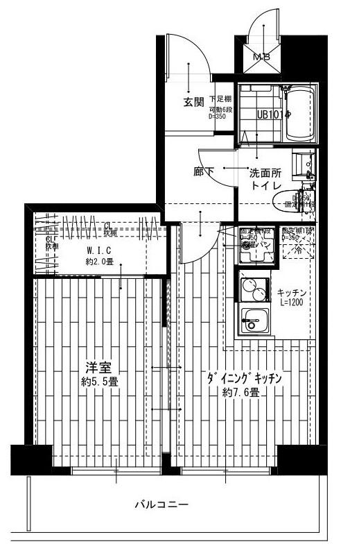 ピュアシティ横浜(1DK/9階)の間取り写真