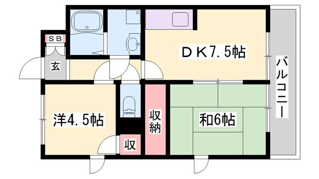アスミー(2DK/2階)の間取り写真