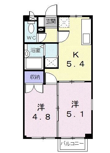 サザンクロス(2K/1階)の間取り写真