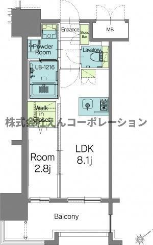 エンクレスト天神TERRACE(1LDK/4階)の間取り写真