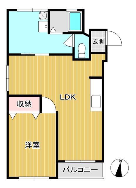 希望が丘第2コーポラスE棟(1LDK/4階)の間取り写真