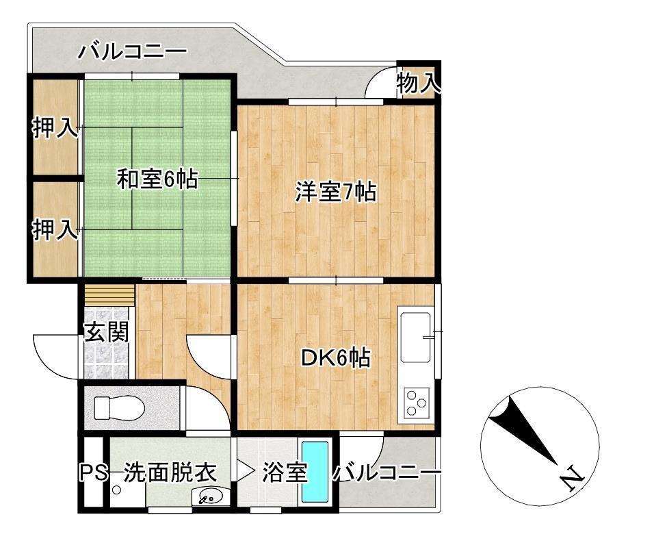 小山サンハイツ(2DK/1階)の間取り写真