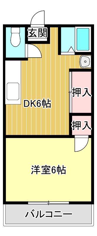 ファミリーハイツ津福 B(1DK/1階)の間取り写真