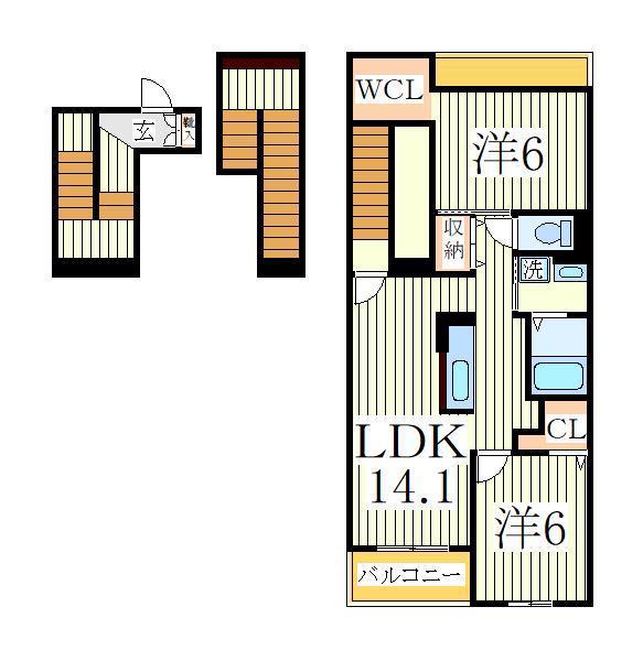 プランドール B(2LDK/3階)の間取り写真