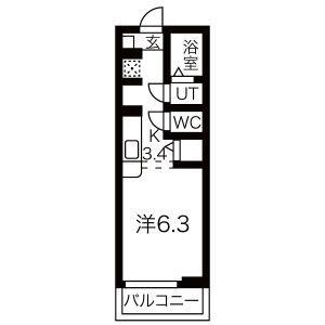 アヴニール(ワンルーム/1階)の間取り写真