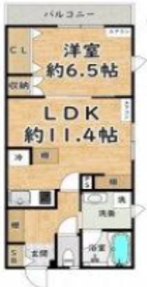 メゾン七松II(1LDK/2階)の間取り写真