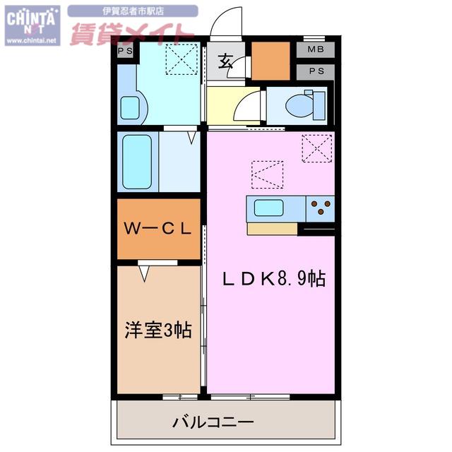 エムズモンピュール49(1LDK/3階)の間取り写真