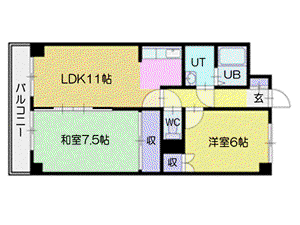 アルファロジェ(2LDK/8階)の間取り写真