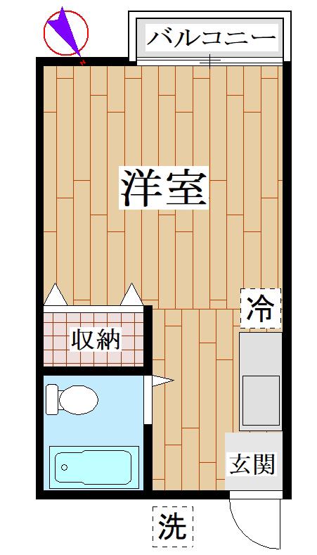 パールハイツ向ヶ丘(ワンルーム/2階)の間取り写真
