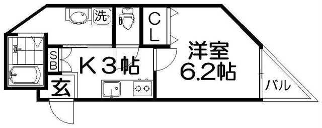 アンリシールIII(1K/3階)の間取り写真