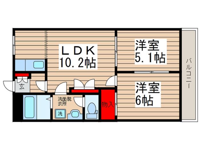 クレストール蘇我(2LDK/2階)の間取り写真
