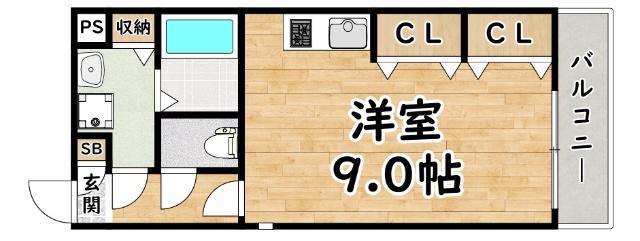 ジュネス姫里I(ワンルーム/1階)の間取り写真