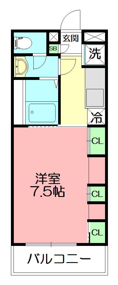 リブリ・CRECIA(1K/2階)の間取り写真