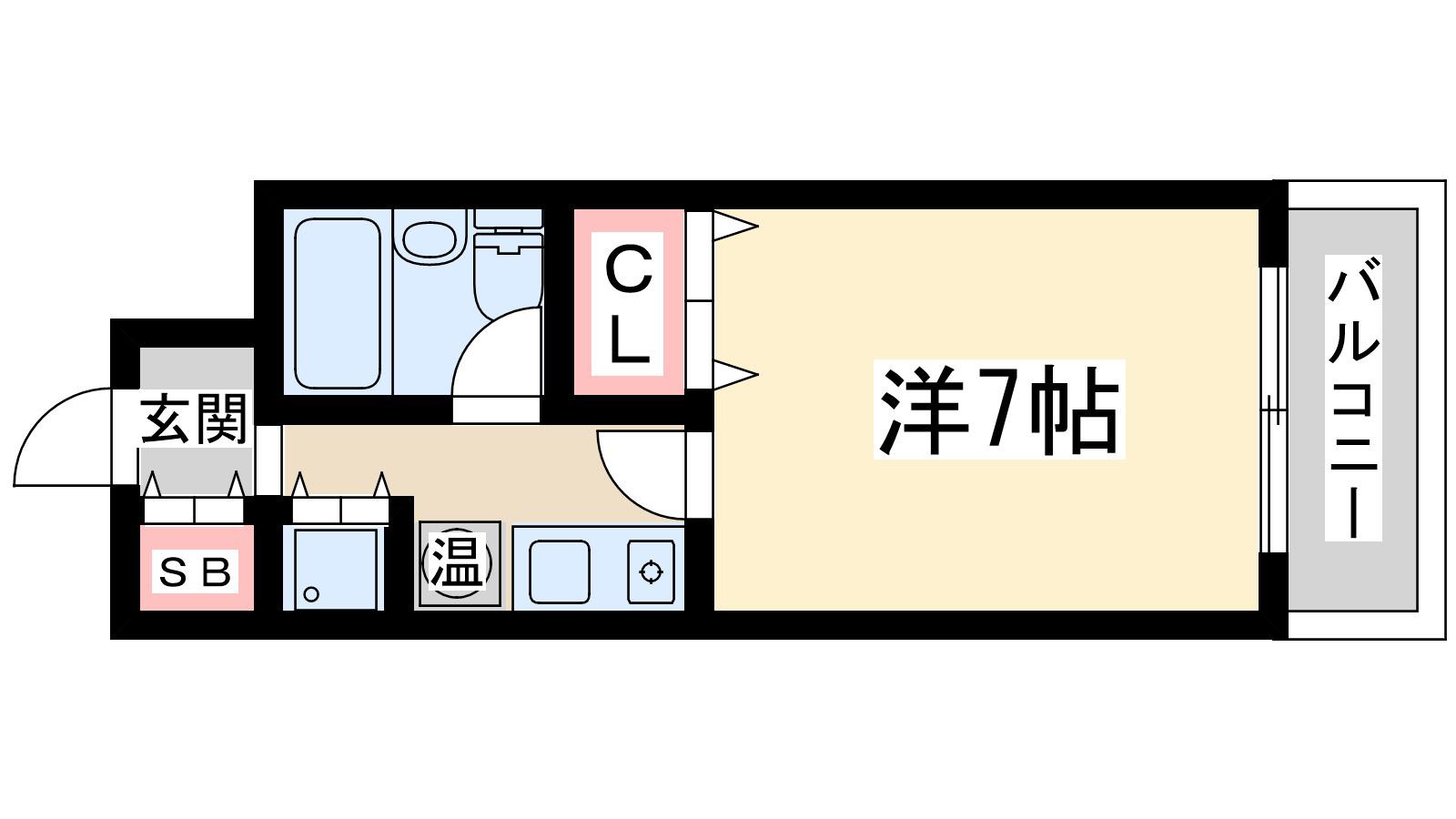 メロディーハイム淡路(1K/3階)の間取り写真