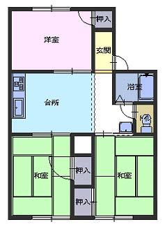 ヴァンベールT(3DK/3階)の間取り写真