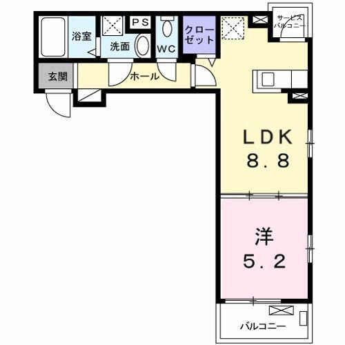 サン・ガーデン・ハウス(1LDK/2階)の間取り写真