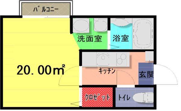 サクセス川越(1K/2階)の間取り写真