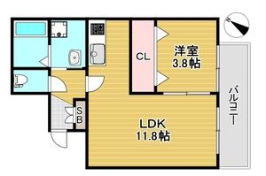 フォルモント須磨(1LDK/3階)の間取り写真