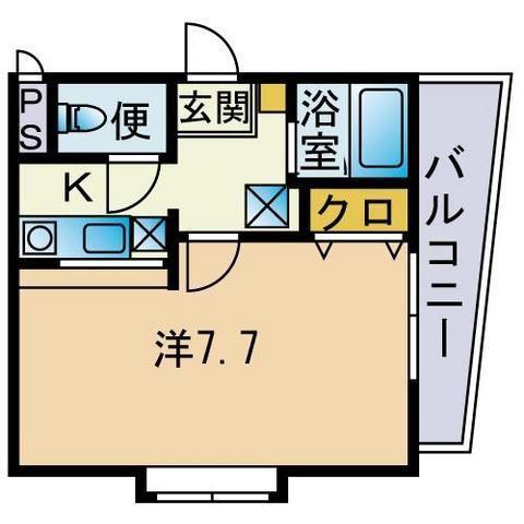 デアライン別府(1K/3階)の間取り写真